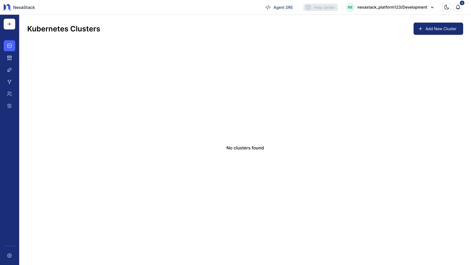 Add New Cluster Button
