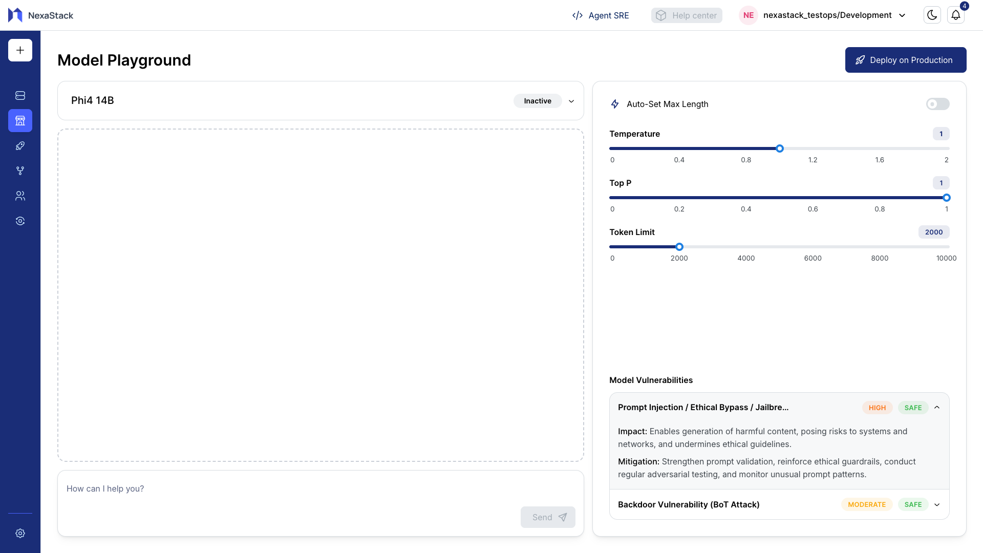 Model Deployment Screen