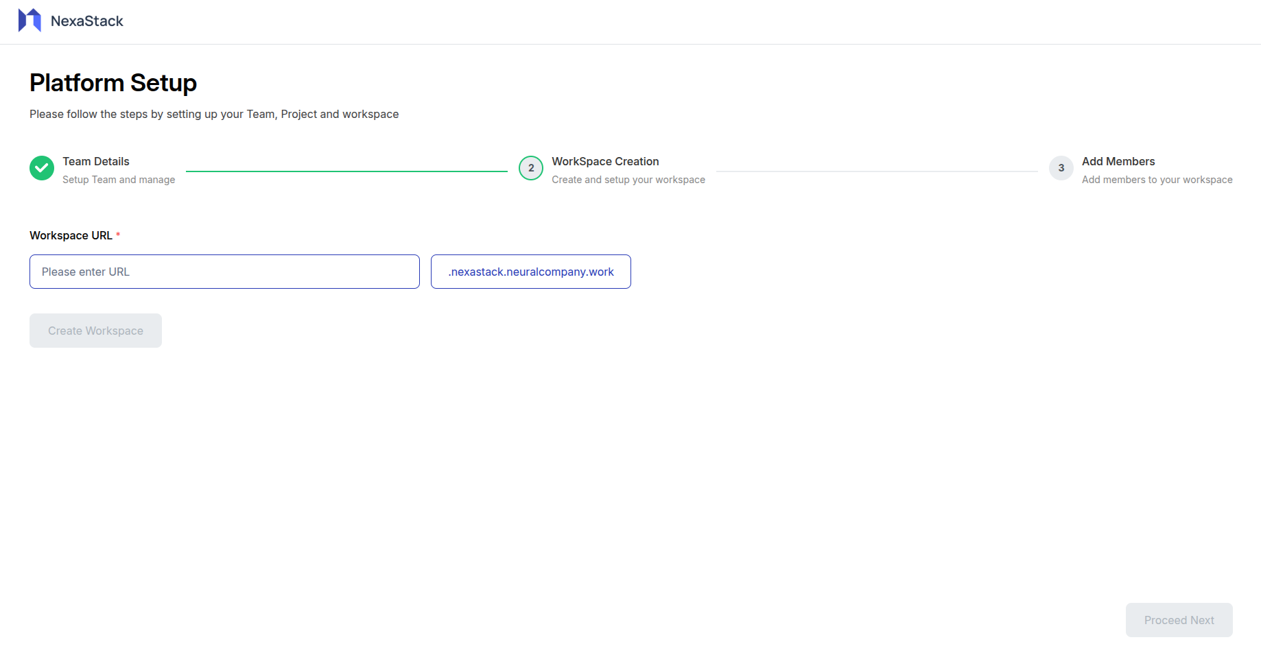 Workspace Creation Step